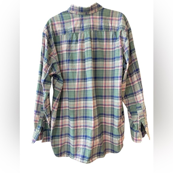 Vineyard Vines Pastel Green Pink Plaid Whale Shirt Mens XL 100% Cotton - Picture 2 of 4